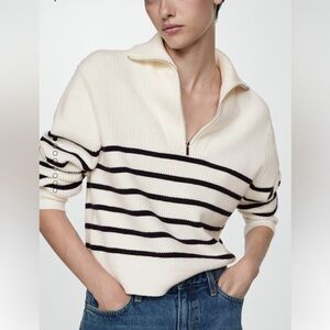 Zipper Sweater with Stripes